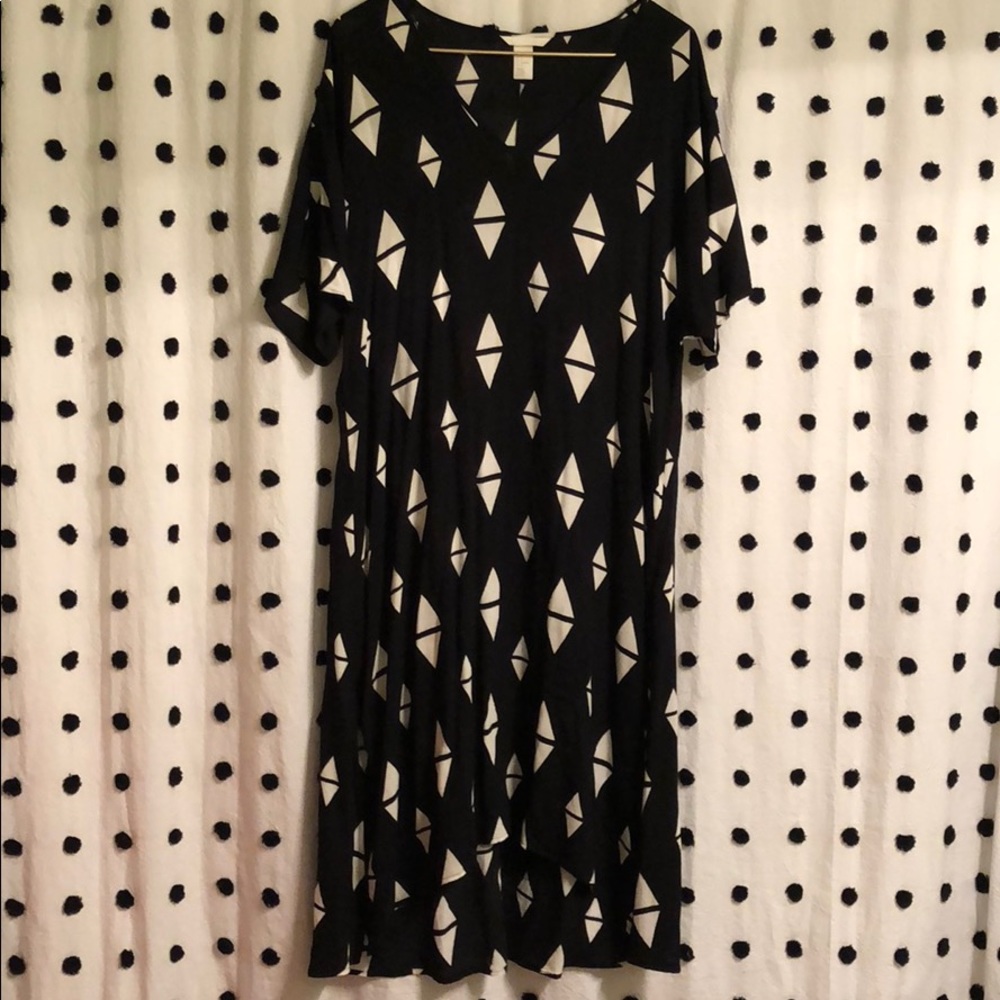 H&M Midi High Low Patterned Dress/Coverup sz M